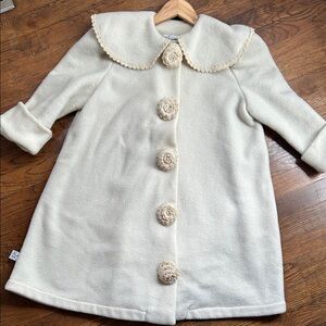 Vintage Cream Coat with Floral Accents